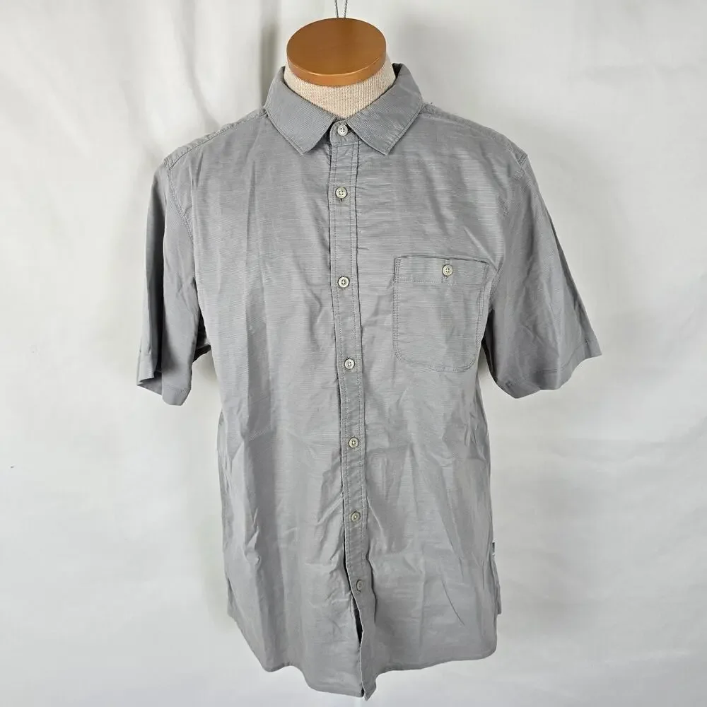 The North Face Button Down Shirt Men's L Gray Short Sleeve Collar Pocket